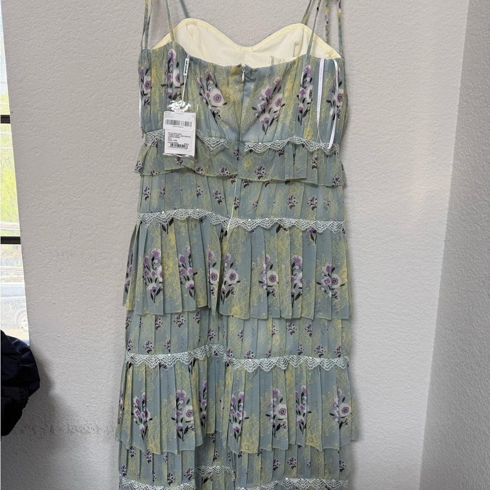 Self Portrait Tiered Floral Lace Dress Mint - Picture 4 of 6
